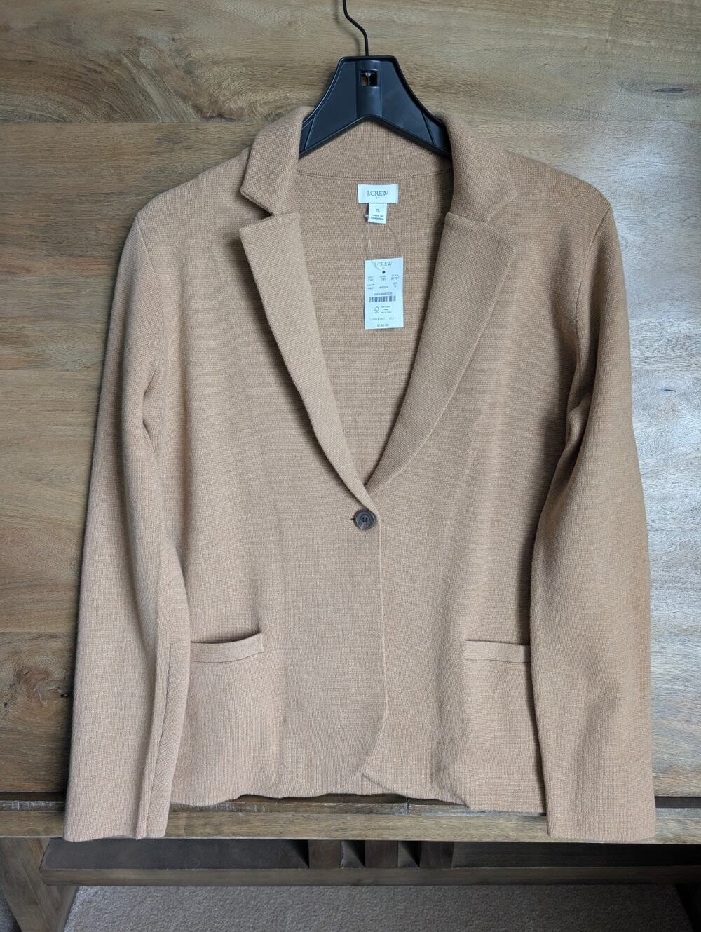 J.Crew Cardigan Blazer Womens Small Brown Cotton Knit NWT